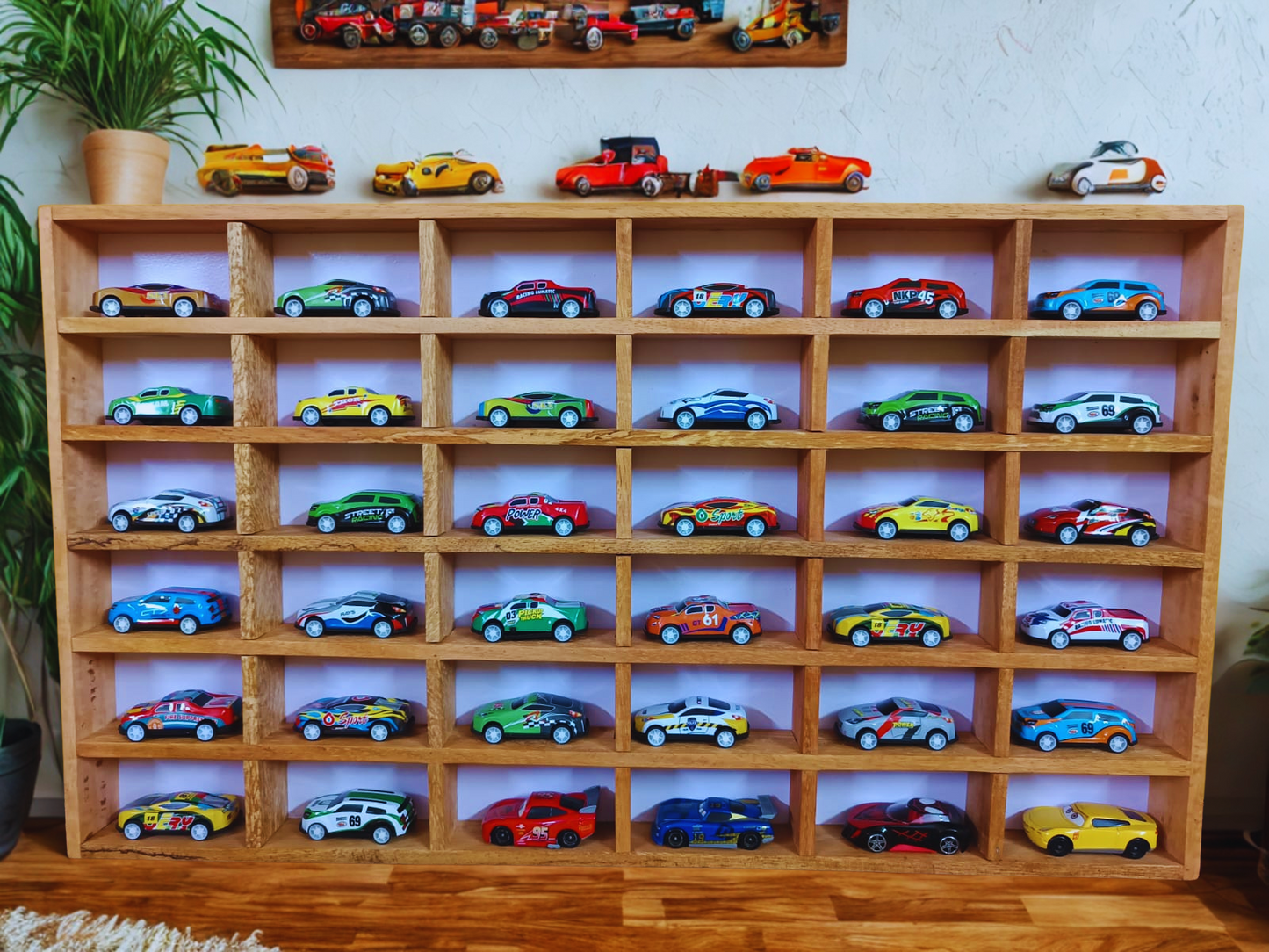 Hot Wheels Wooden Display Case – 36 Compartments