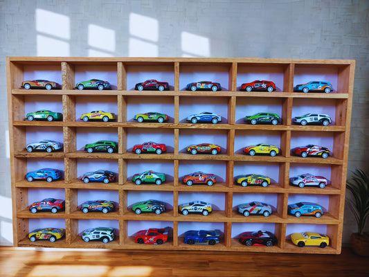 Hot Wheels Wooden Display Case – 36 Compartments